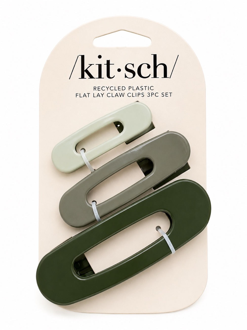 kitsch Kids Olive & Sage Green 3-Piece Flat Lay Claw Clip Set